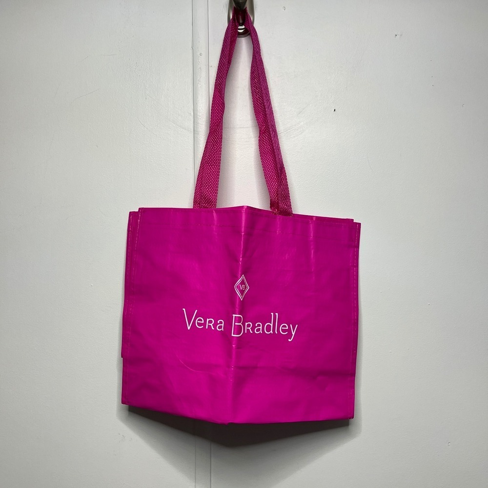 Vera Bradley Reusable Shopping Tote Bag Hot Pink Woven Market Bag